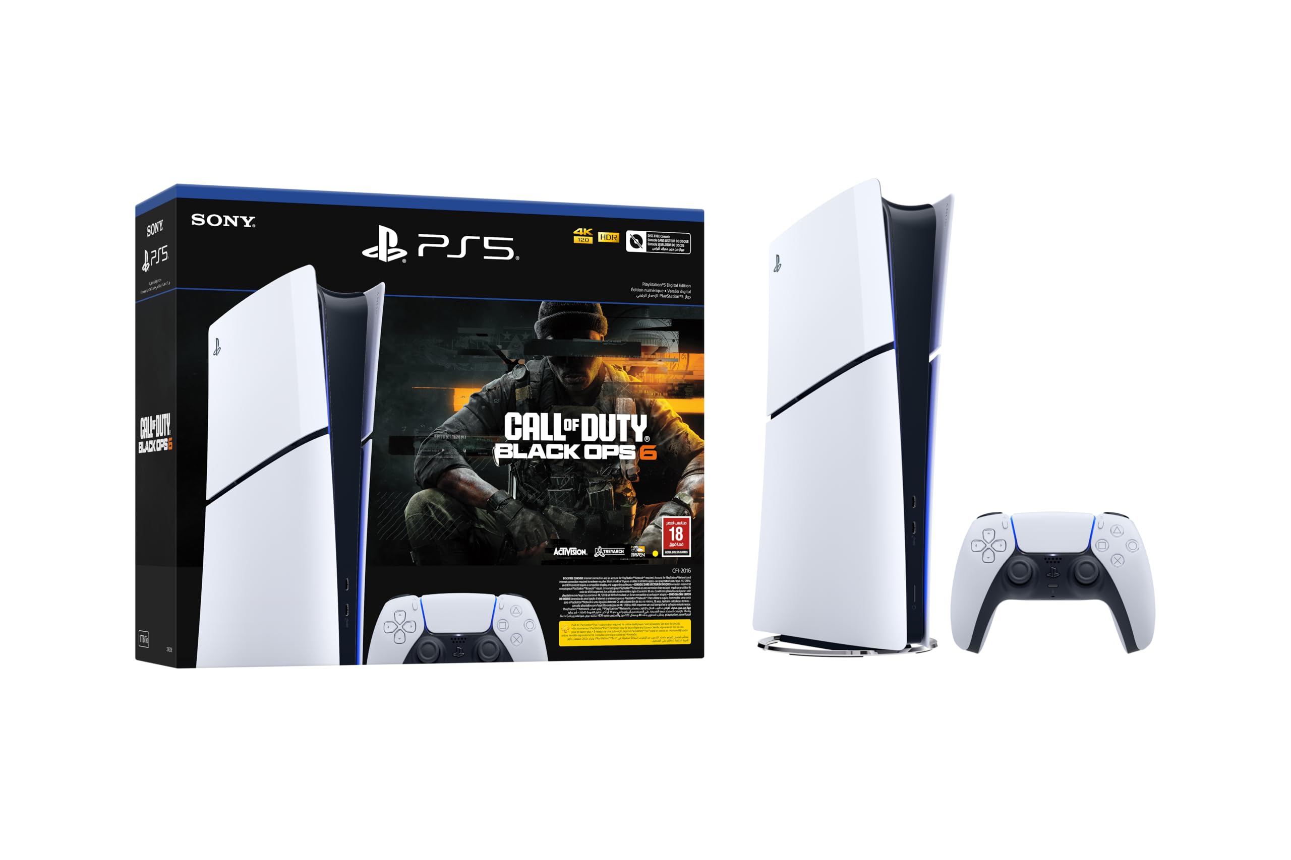 PlayStation 5 Slim Digital Edition (KSA version), Call of Duty Black Ops 6 Full Game Voucher, 2 Year Warranty