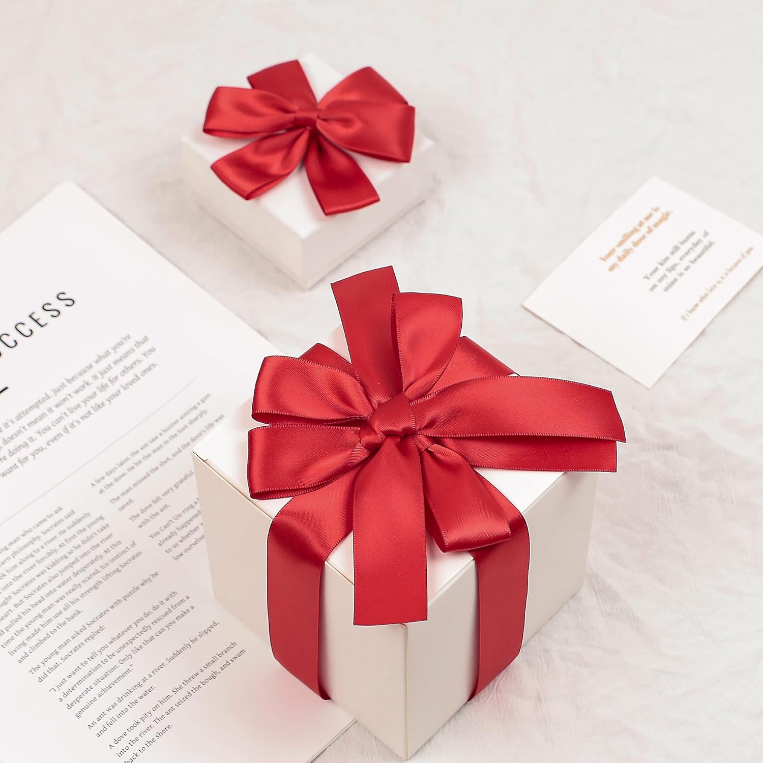 Red Satin Ribbon, Double Faced 1 Inch X 50 Yards Red Ribbon, Premium Satin Ribbons for Gift Wrapping, Crafts, Hair Bow Making, Sewing, Flower Bouquet, Wedding Party Decor - Image 4