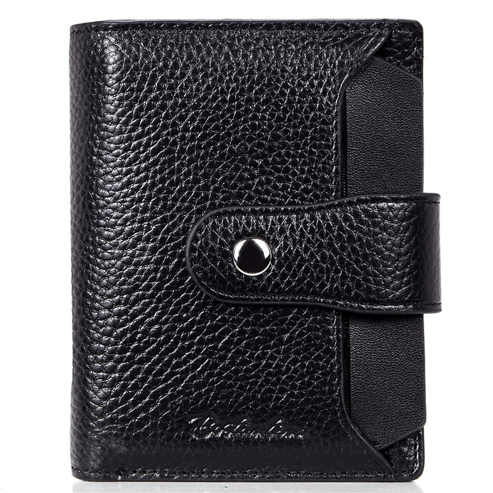 BOSTANTEN Women Leather Wallet RFID Blocking Small Bifold Zipper Pocket Wallet Card Case Purse with ID Window