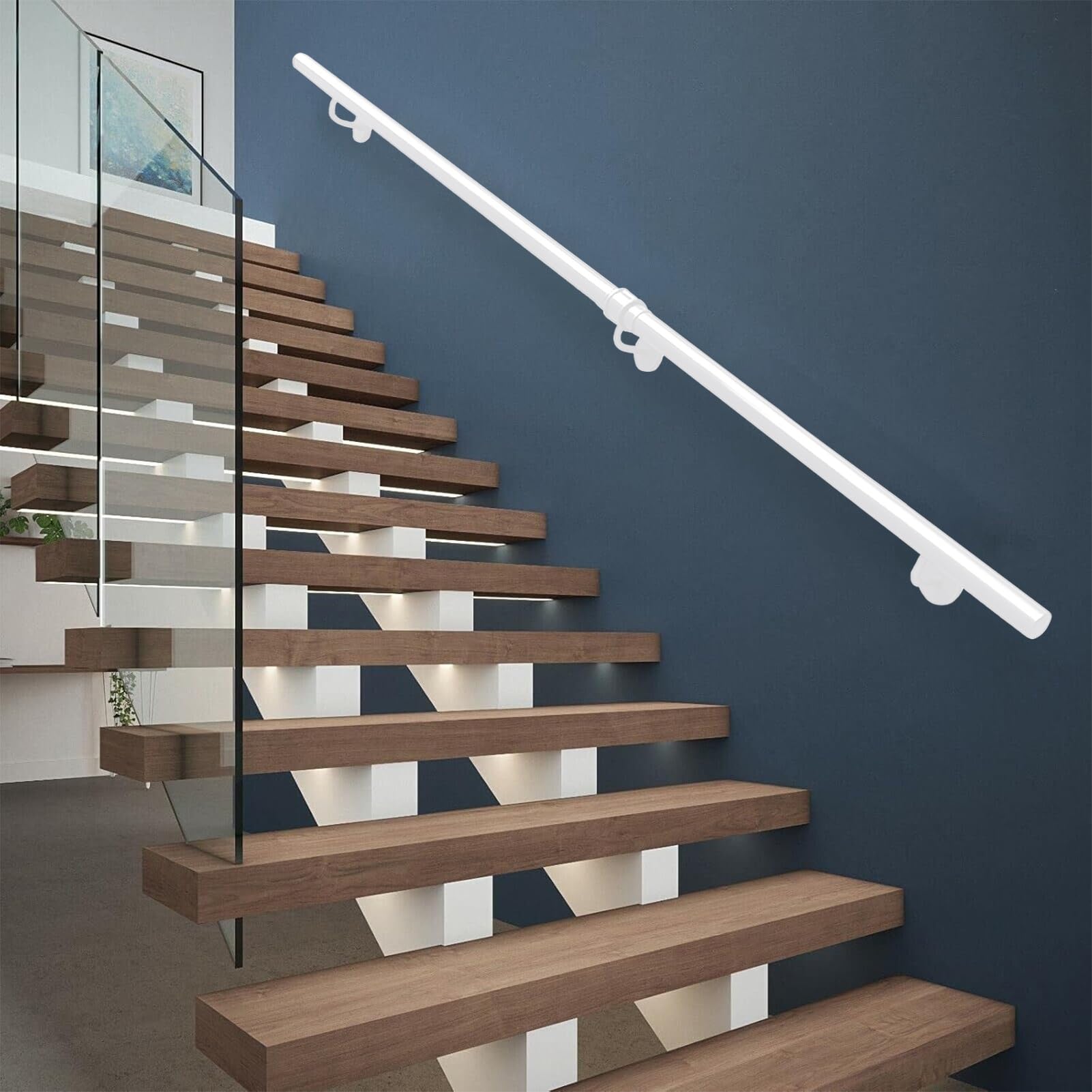 Tuyau en fer industriel pour rampe d'escalier sécurisée sur mur en brique ou béton
