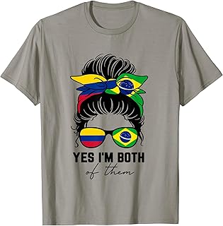 Half Colombian Half Brazilian Girl Colombia Brazil Flag T-Shirt