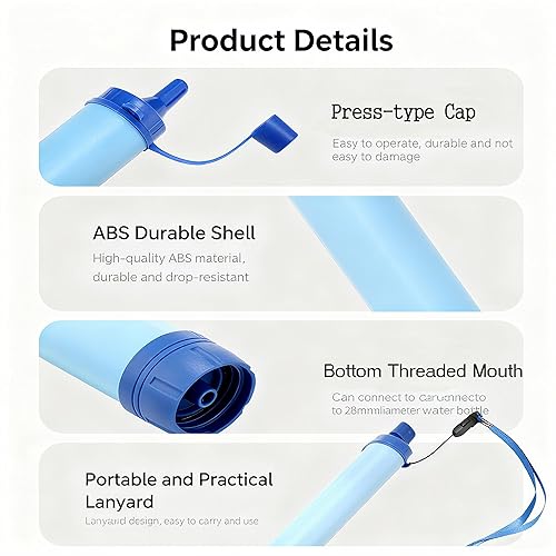 Miniatura 5 de Paja de filtro de agua personal S2, equipada con 1 popote salvavidas, ligero, para acampar al aire libre, equipo familiar, artículos de viaje,