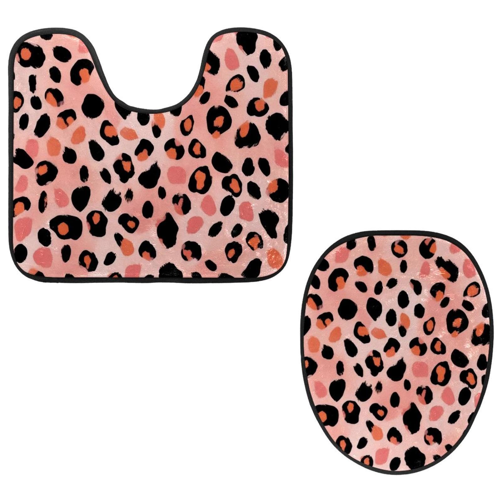 2 Pieces Flannel Toilet Contour Mat and Toilet Lid Cover, Soft Toilet Lid Cover Set Machine Washable Non Slip Contour Mat for Bathroom Decor Accessories