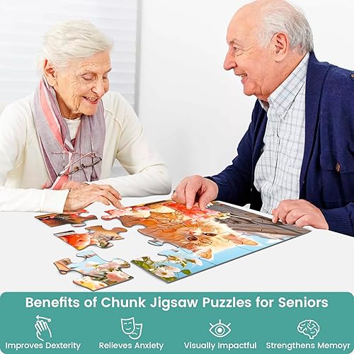 Miniatura 10 de Paquete de 4 rompecabezas de 36 piezas grandes para adultos, rompecabezas para adultos mayores con demencia de Alzheimer, productos de Alzheimer,