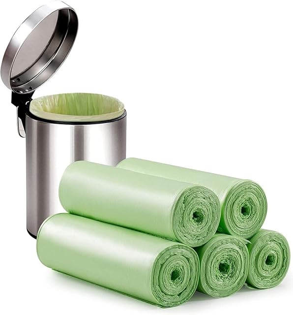 Small Bin Liners 10 Liter Biodegradable Trash Bags 2.6 Gallon Garbage Bags Bathroom Wastebasket Trash Liner for Kitchen Home Bedroom Office 100 Counts