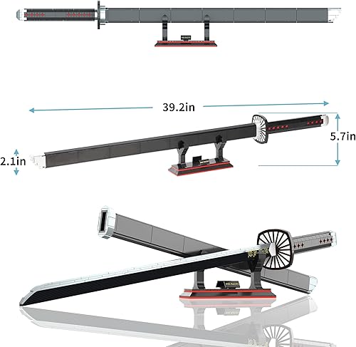 Miniatura 7 de HI-REEKE Juego de bloques de construcción de espada Kamado Tanjirou de anime para cosplay de Demon Slayer, espadas falsas samurái Katana modelo de