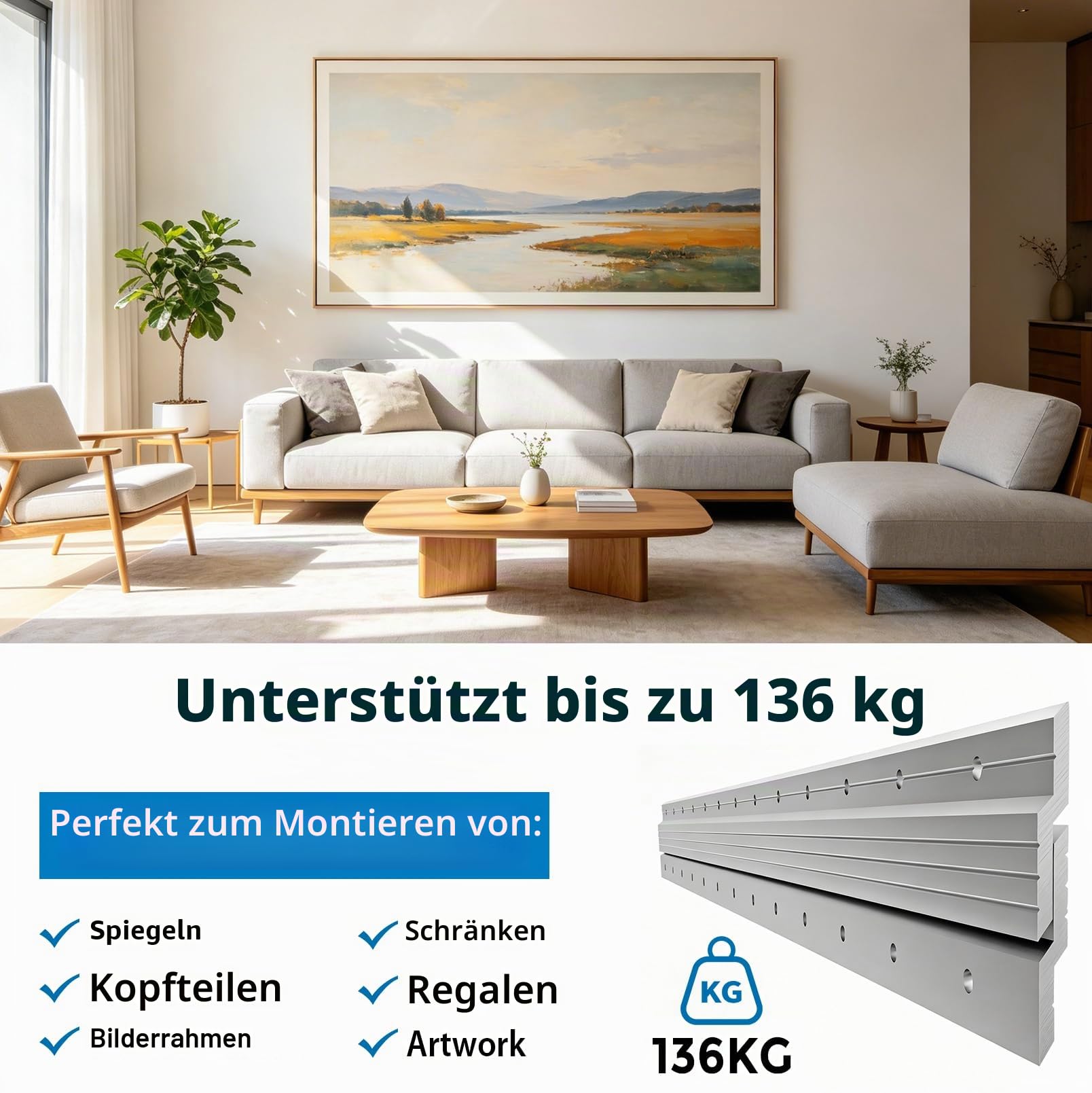 Z-Profil Klemmen zum Aufhängen 76,5 cm, 3PCS French Cleat Wandhalterung