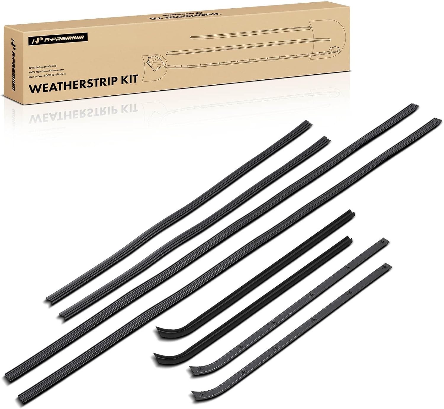 A-Premium Run Channel & Window Sweep Weatherstrip Seals | Compatible with Ford F-100 F100 1973-1979, F-250 F250 1973-1979, F-350 F350 1973-1979, F-150 F150 1975-1979, Bronco 1978-1979
