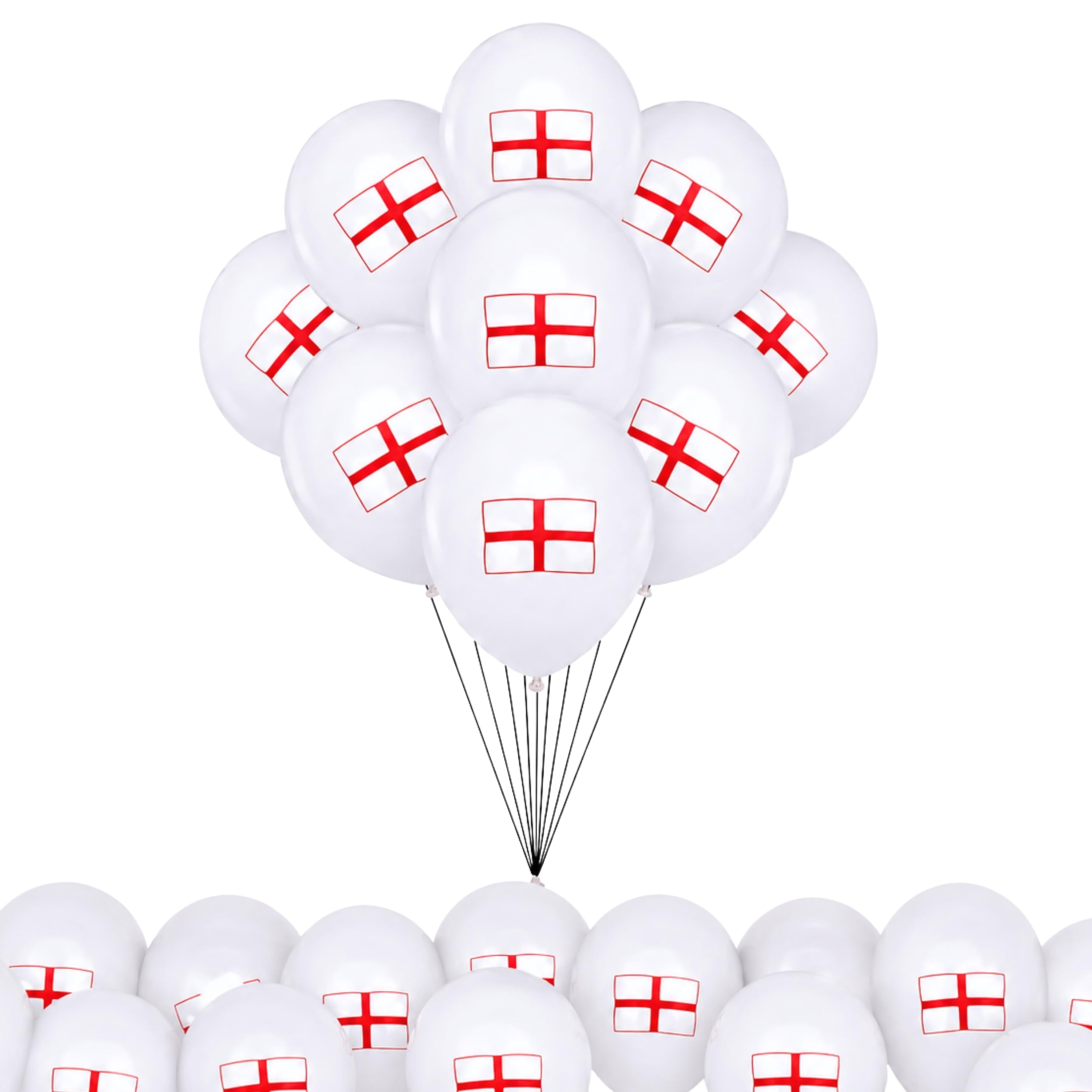 15Pcs England St George Flag Printed Balloons 10 Inch for FIFA 2026 World Cup – Red and White Latex Football Party Decorations for Sports Events and Fan Celebrations