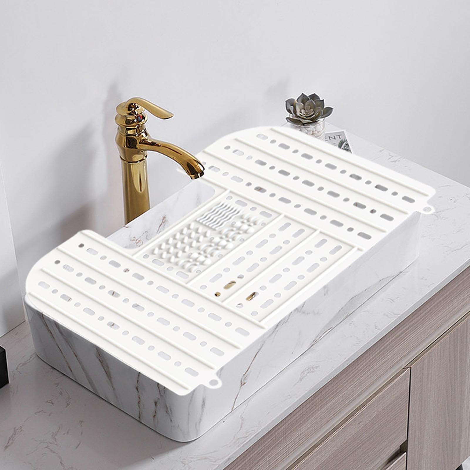 Top-It Housse de lavabo pliable – Support de lavabo – Organisateur de lavabo compact et pliable avec boucle de fixation, camping-car, camping-car, voyage, petit bain