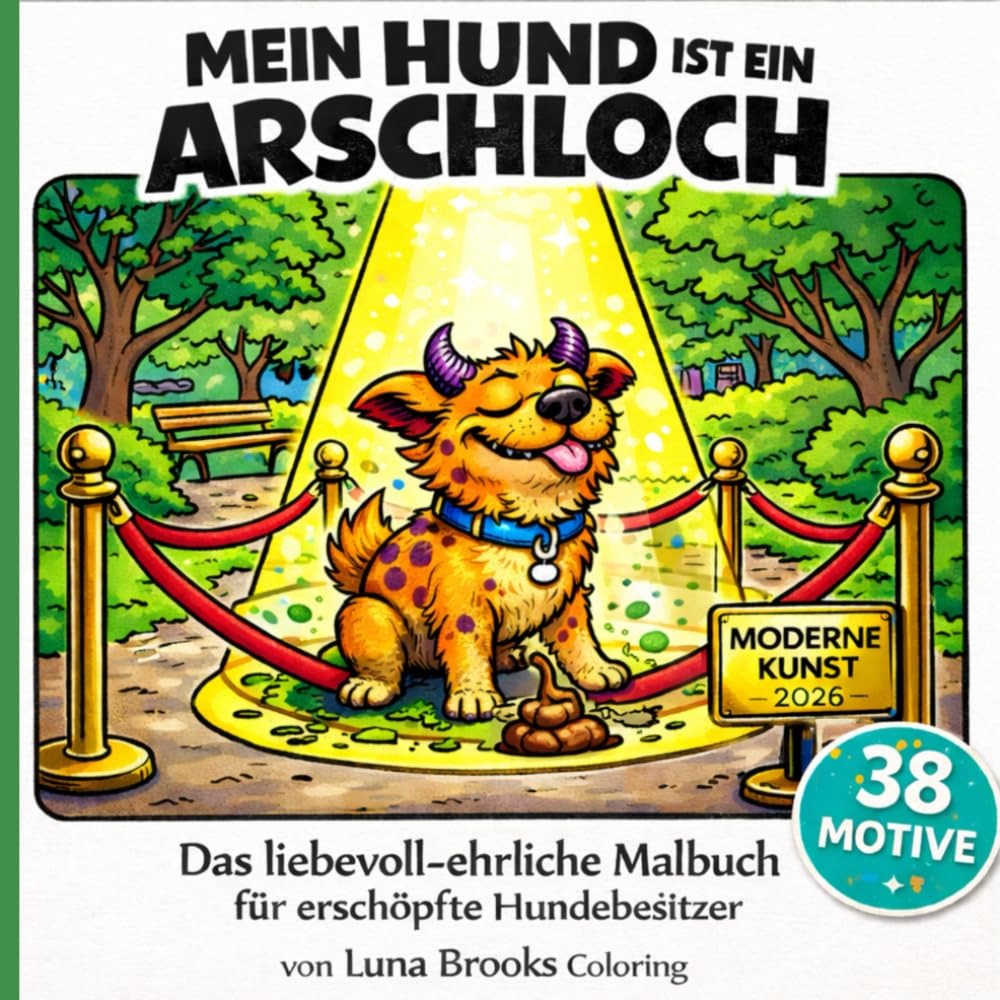 Mein Hund ist ein Arschloch – Das liebevoll-ehrliche Malbuch für alle Hundebesitzer!: Malbuch Hunde witzig, Hundebesitzer lustig, Hund Arschloch, Anti ... schwarzer Humor Hunde, Gassi gehen Chaos,
