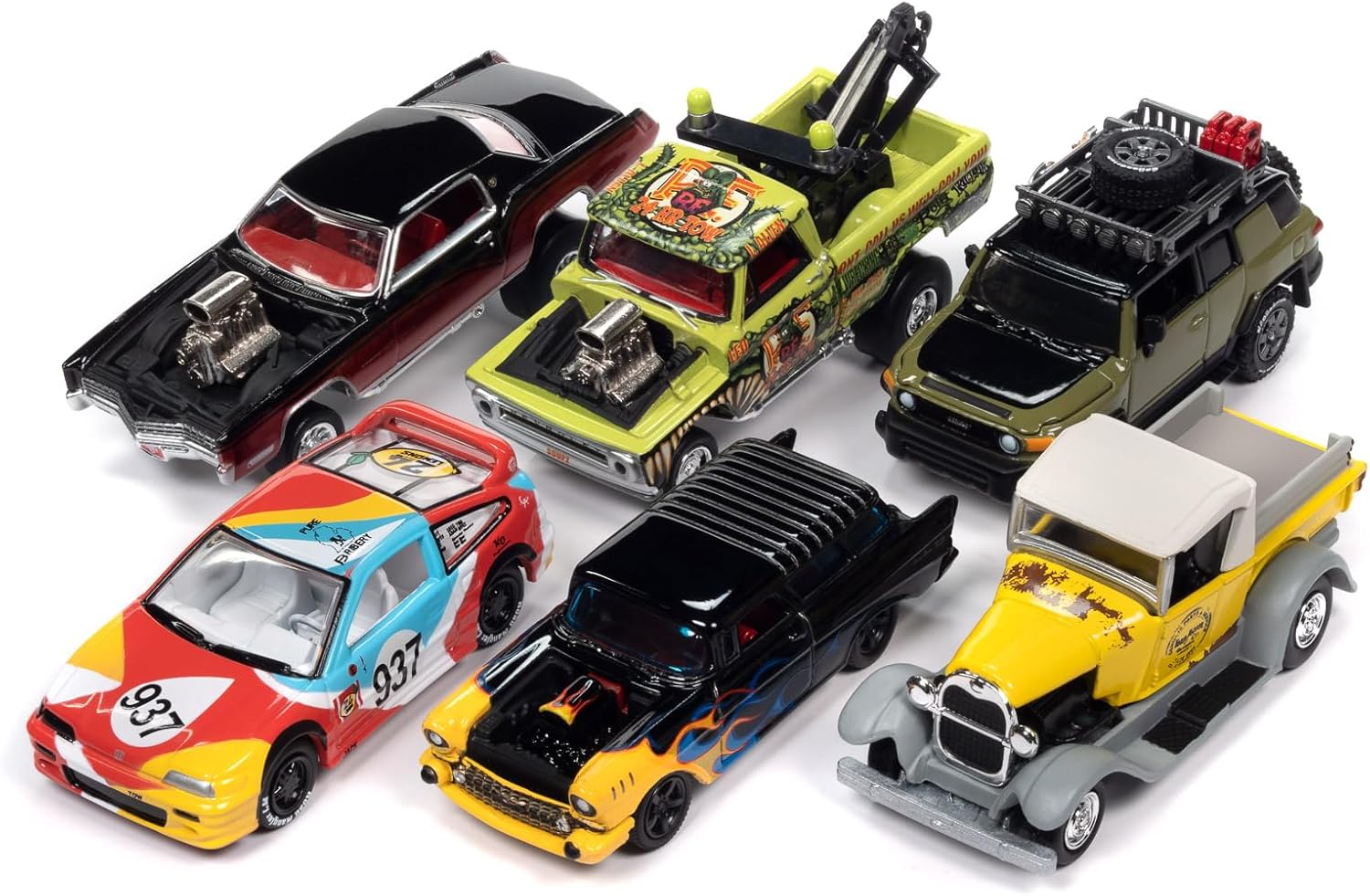 Round 2 Street Freaks 2023 Set A of 6 Cars Release 2 1/64 Diecast Model Cars by Johnny Lightning JLSF026A