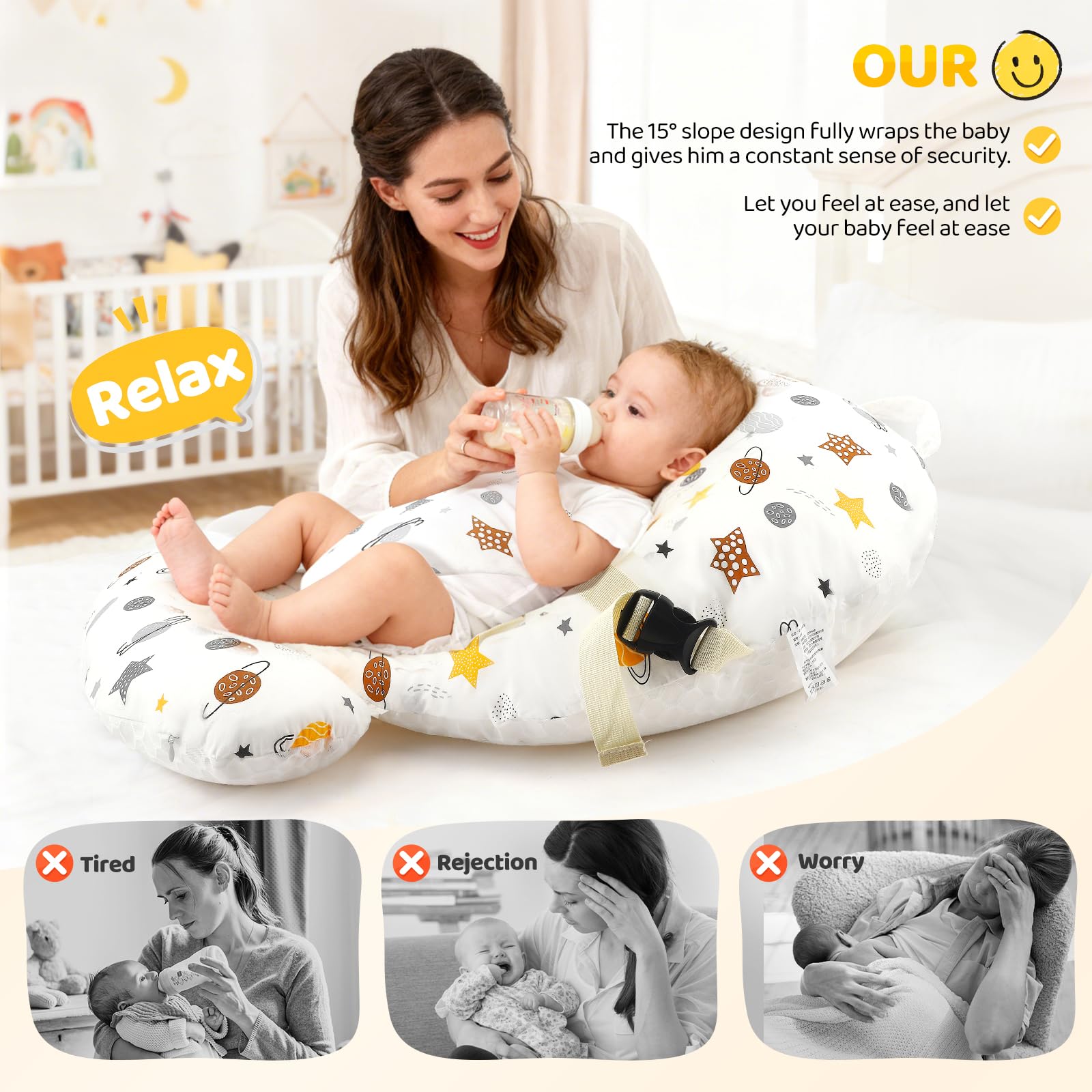 Baby Wedge Pillow for Newborn Baby Feeding Pillow Anti Overflow Feeding Pillow for Reducing Spit-Up, Safety Nursing Pillow - Image 3
