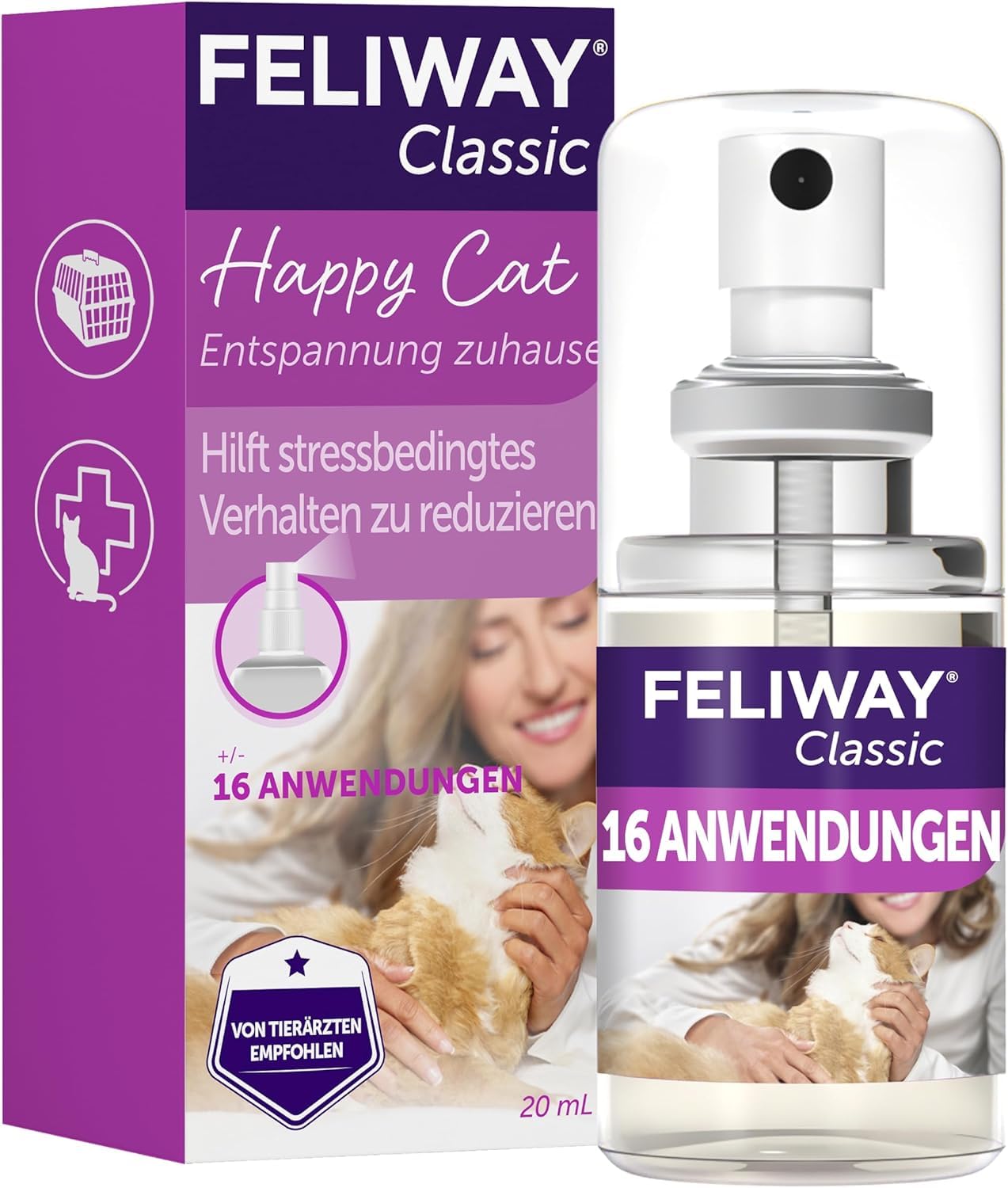FELIWAY Classic | Pheromone für Katzen | Verdampfer für die Steckdose inkl. 48ml Flakon + 20ml Spray | gegen Stress, für mehr Harmonie | von Tierärzten empfohlen, klinisch getestet