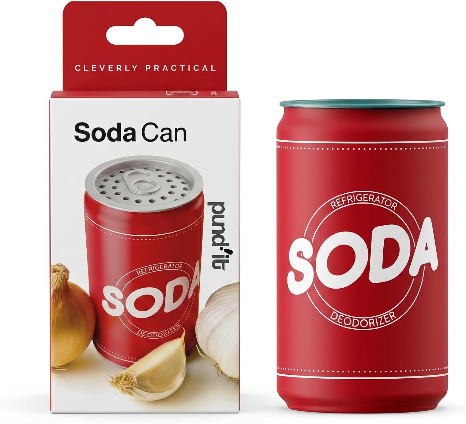 Pund'it Soda Can Fridge Deodorizer, Reusable Baking Soda Holder For Fridge