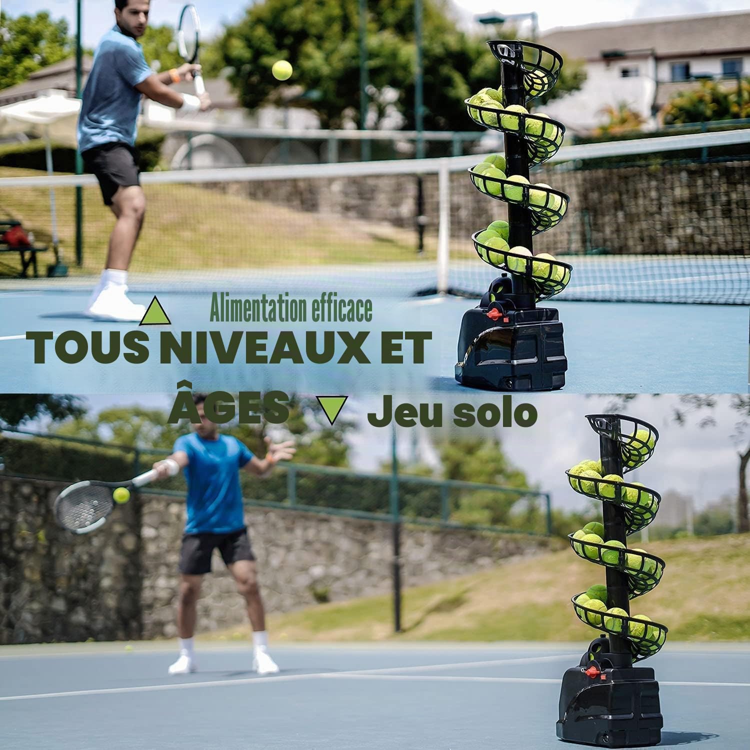 Lanceur De Balle Tennis 30 Balls Machine De Tennis Débutants Entraîneurs AC Batterie Câble USB