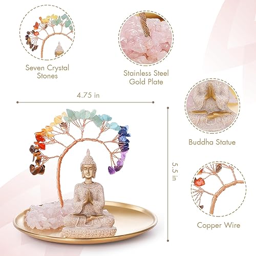 Miniatura 2 de INNOLITES Juego de 7 chakras de árbol de cristal y estatua de Buda, decoración de meditación de yoga, árbol del dinero y estatua de Buda para el