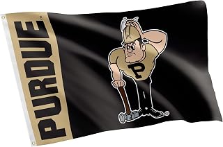 Purdue University PU Flag - 3 x 5 Feet Boilermakers Banner, Indoor/Outdoor Durable Fabric, 100% Polyester Design (Style Team Name 2)