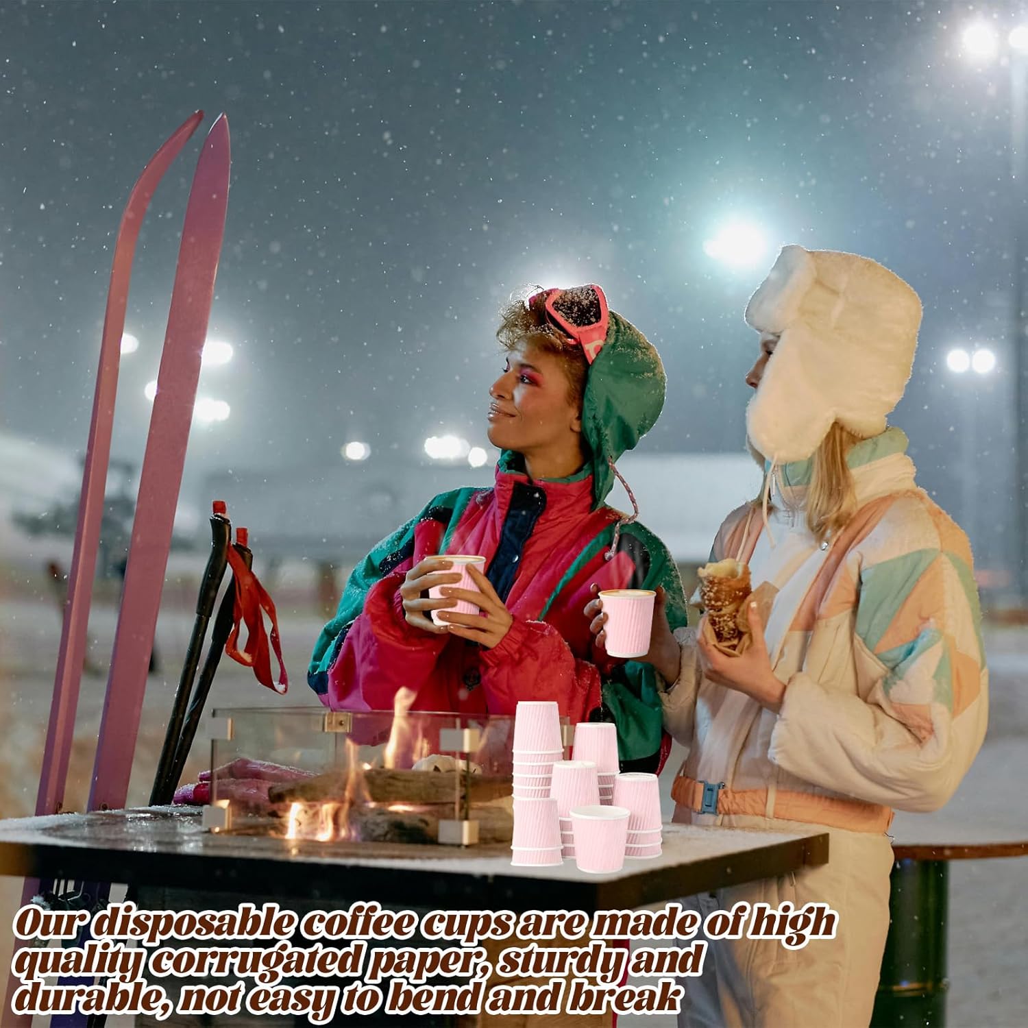 TINSKY 200 Pcs 4oz Paper Espresso Cups Ripple Wall Hot Cups For Pink Disposable Coffee Cup Paper Hot/Cold Drinking Cups for Party, Picnic, Travel and Events - Image 5