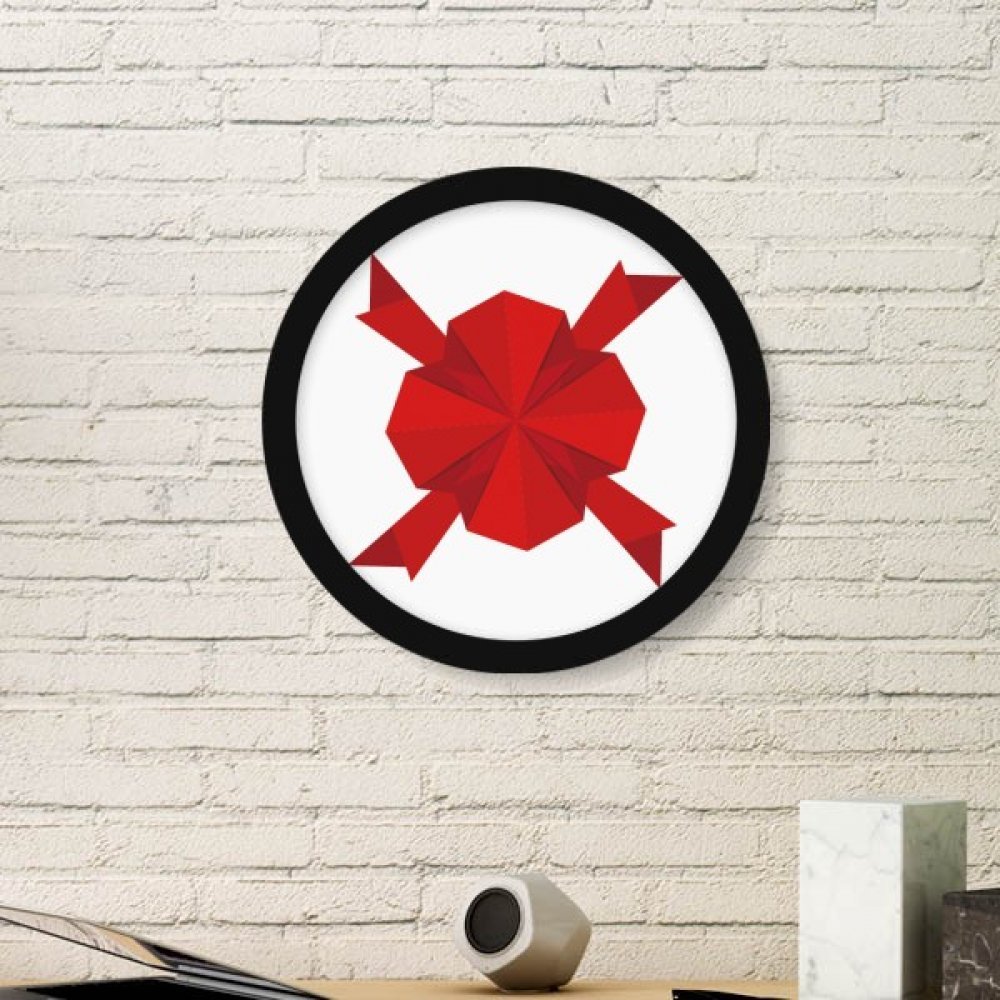 Cadre photo ronde en bois noir grand format origami rouge décoration Noël