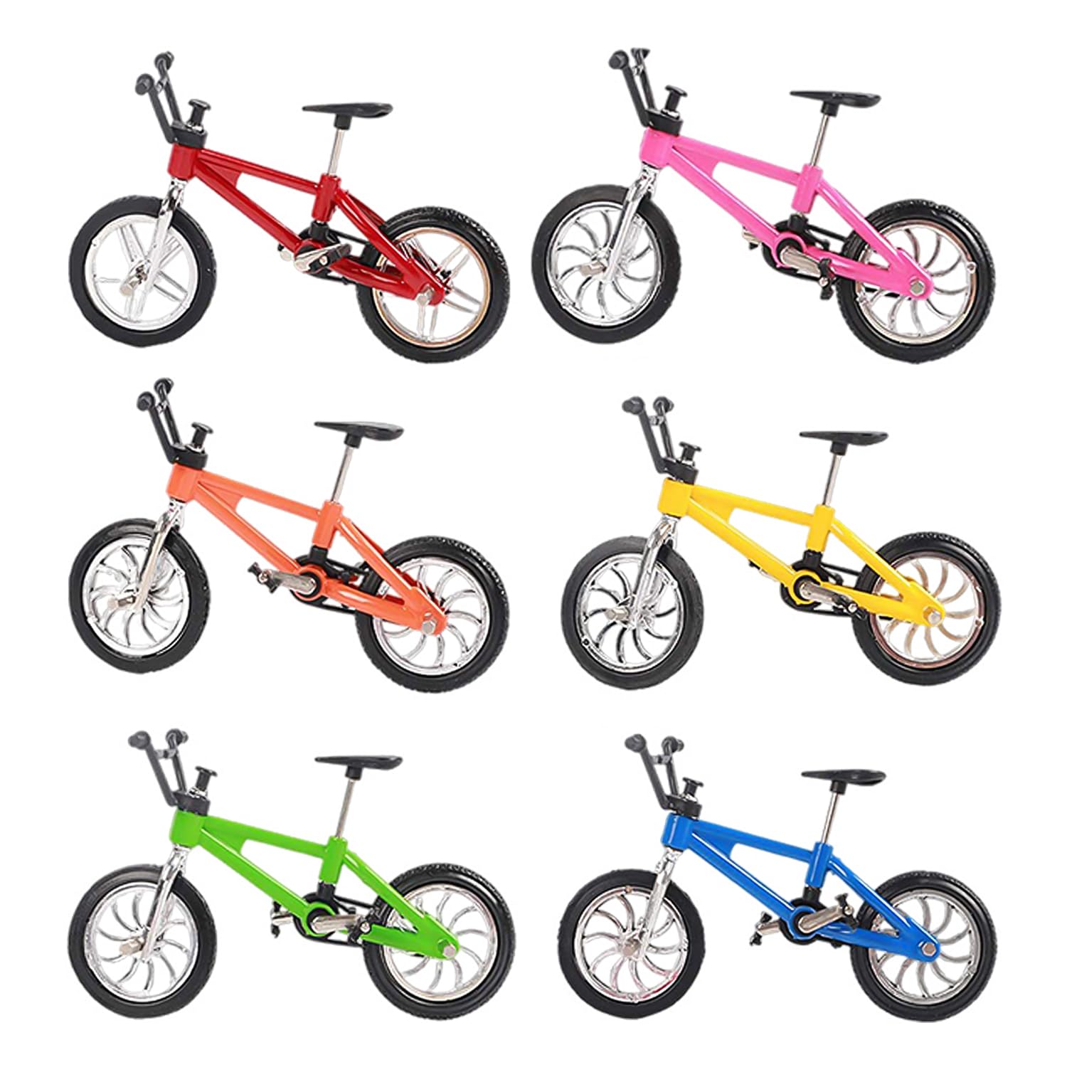 Mini Giocattolo da 6 Pezzi, Bici da Dito, Ornamenti Creativi per Bici in Metallo, Modelli di Bici di Simulazione, Piccoli Ornamenti da Tavolo