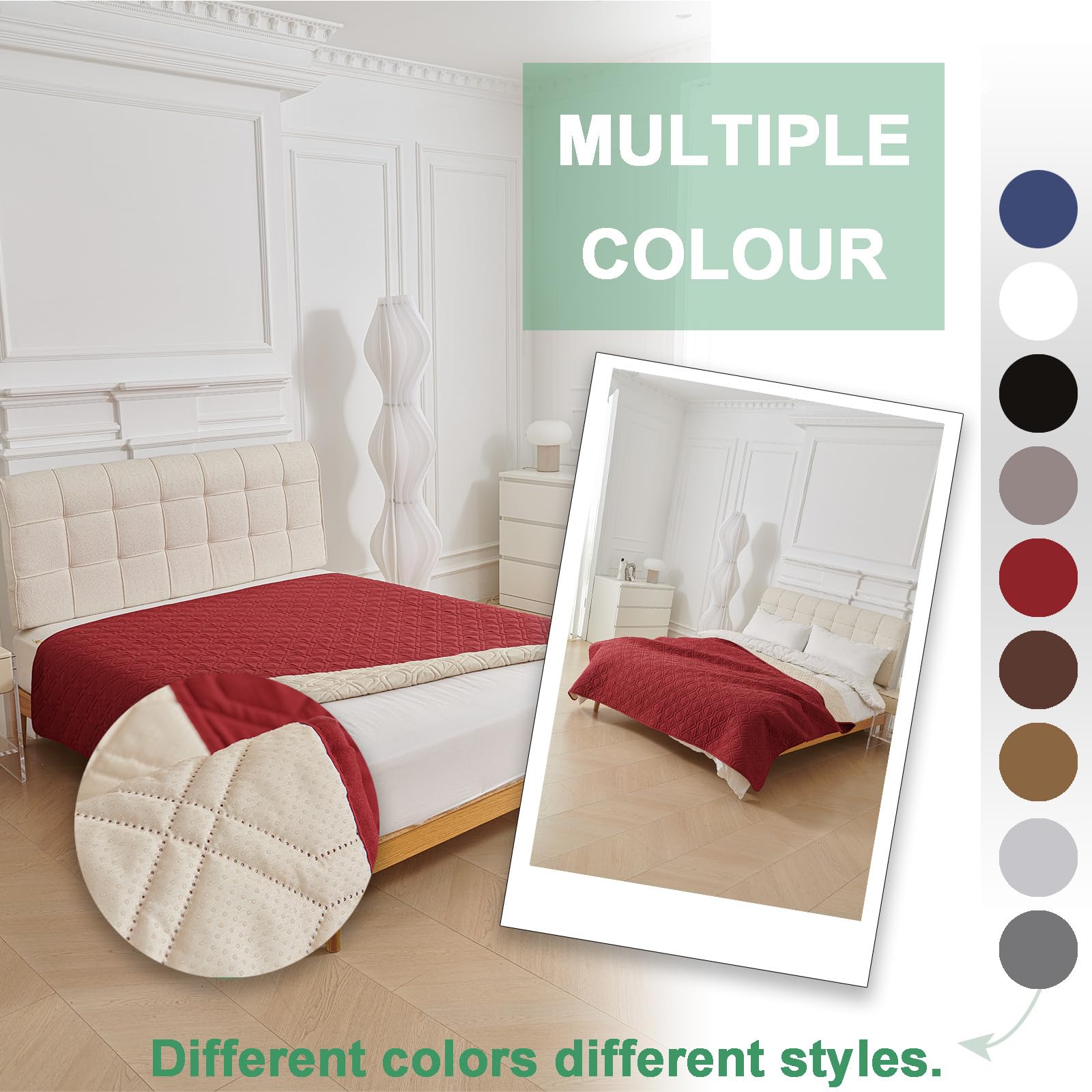 wasserdichte Hundedecke Beidseitig verfügbar und Weich Hundematte schützt Bett und Sofa für großeund kleine Hunde, Schutz für Sofa & Bett& Auto (Rot,130x210cm)