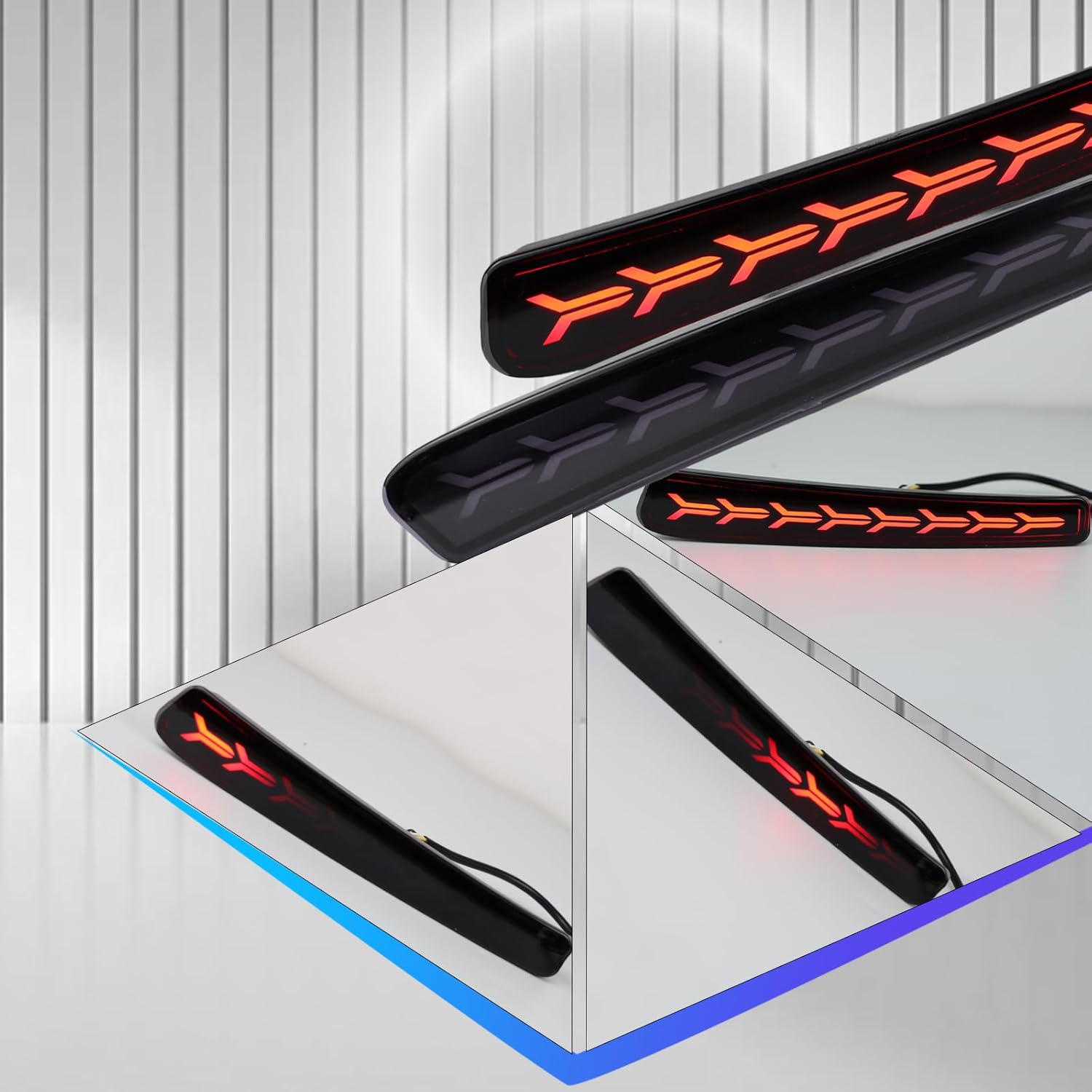Full LED Rear Reflector Fog DRL Kit for Toyota Corolla 2021-2023 L LE XLE, Function as Dynamic Sequential Turn Signal Lights，Brake Light, Bumper Lamps (Fishbone Smoked)