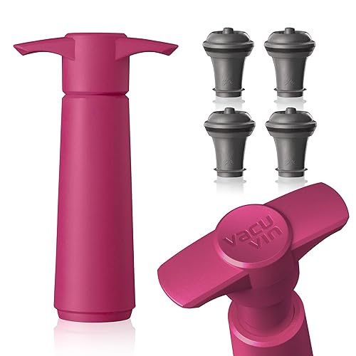 Vacu Vin Wine Saver Pump Pink with Vacuum Wine Stopper