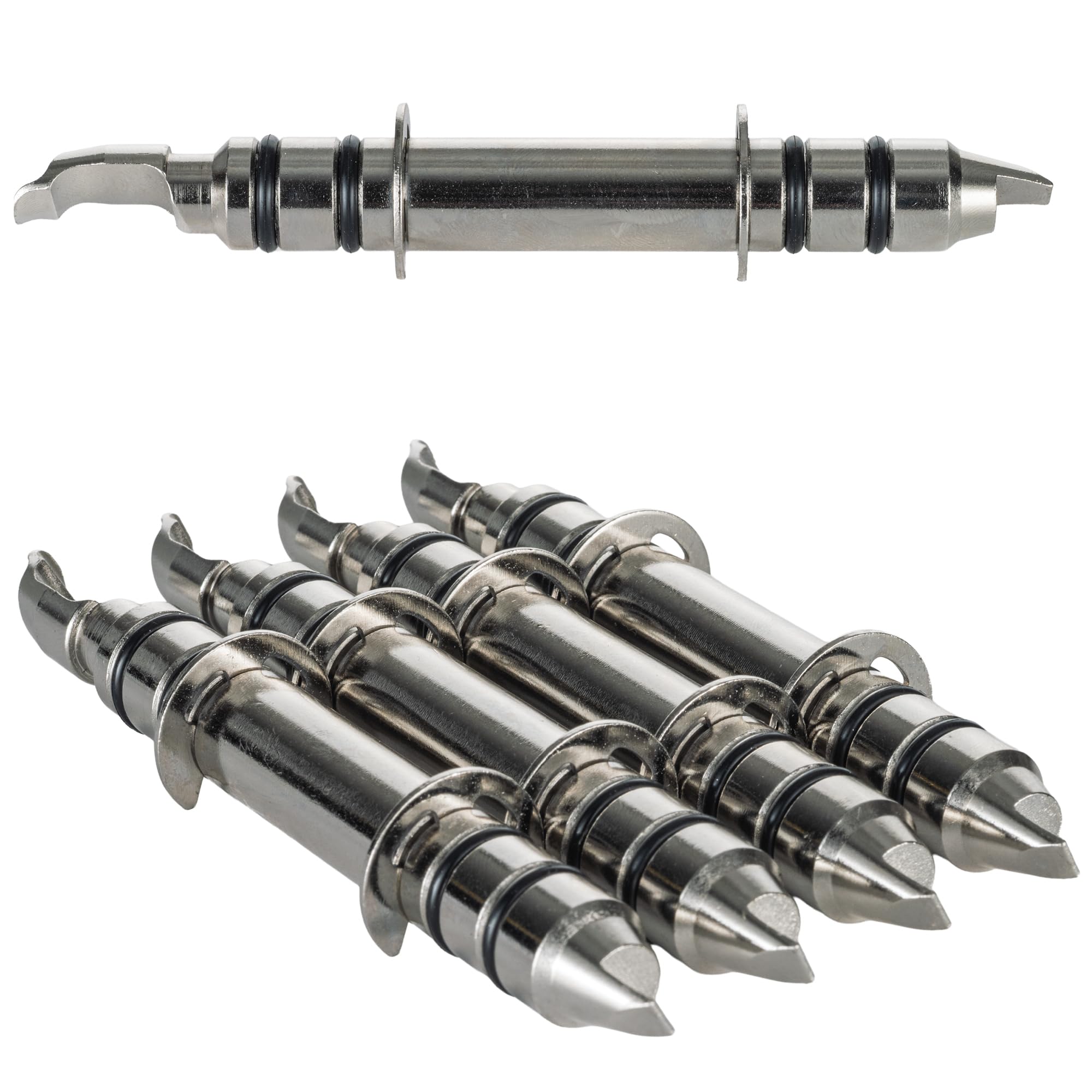 Wheel Alignment Tool Locator Pins, 137mm Dually and Wide-Offset Length, 4-Piece Reversible Set, Nickel-Plated Iron - DIY Reach for Deep Wheel Faces