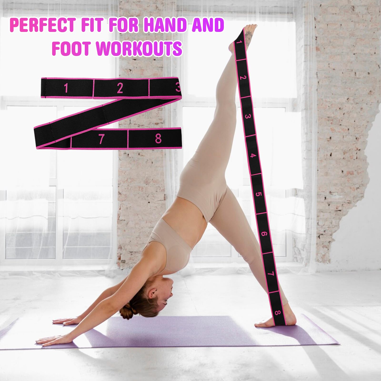 5 Pezzi Elastico Fasce di Resistenza Yoga Fascia Elastica Fitness Yoga Stretching Band con 8 Anelli Banda Elastica Numerata per Pilates, Ginnastica, Danza e Allenamento, 5 Colori