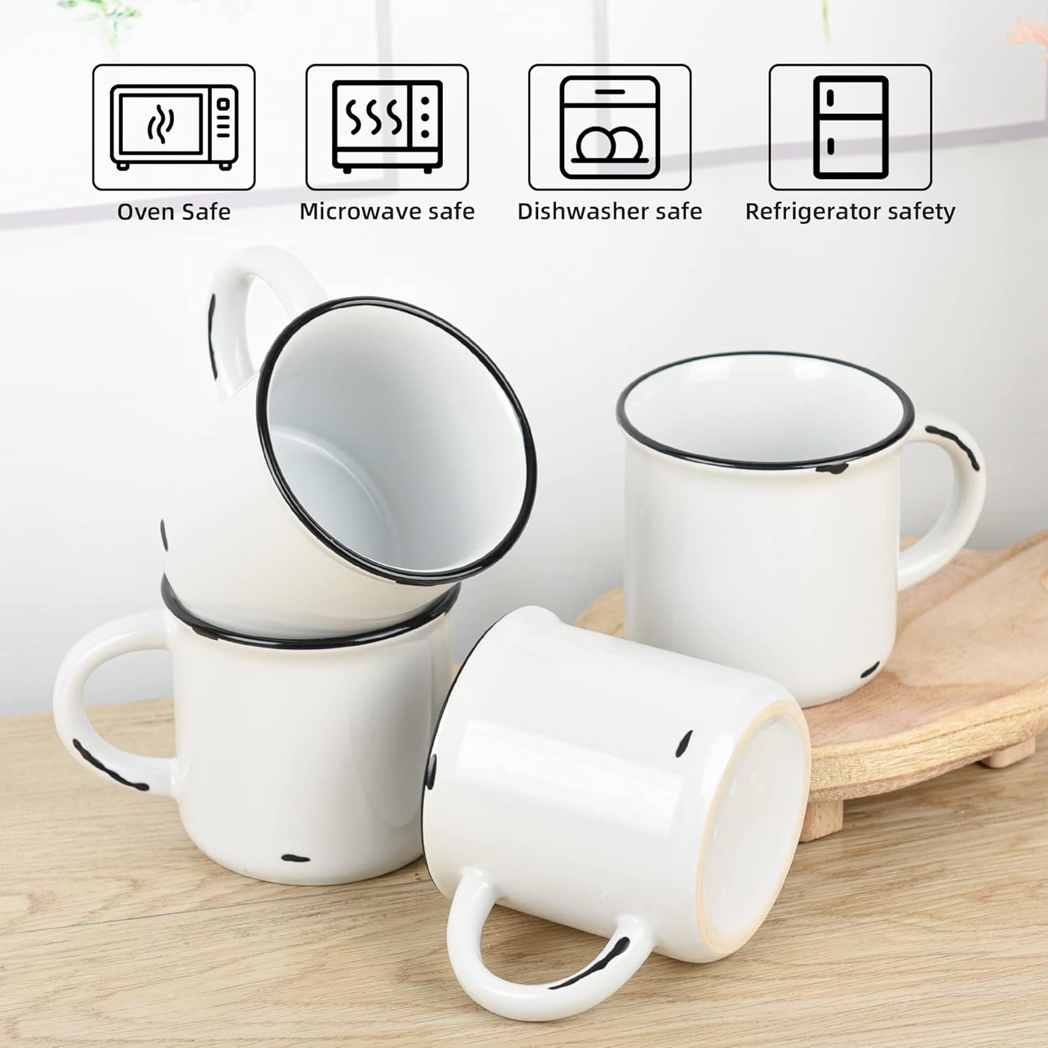 15oz white Campfire Ceramic Mugs Set of 4 for coffee tea old design - Image 3