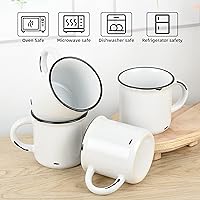 Vista 3 de Juego de 4 tazas de cerámica de fogata blancas de 15 oz para café y té de diseño antiguo
