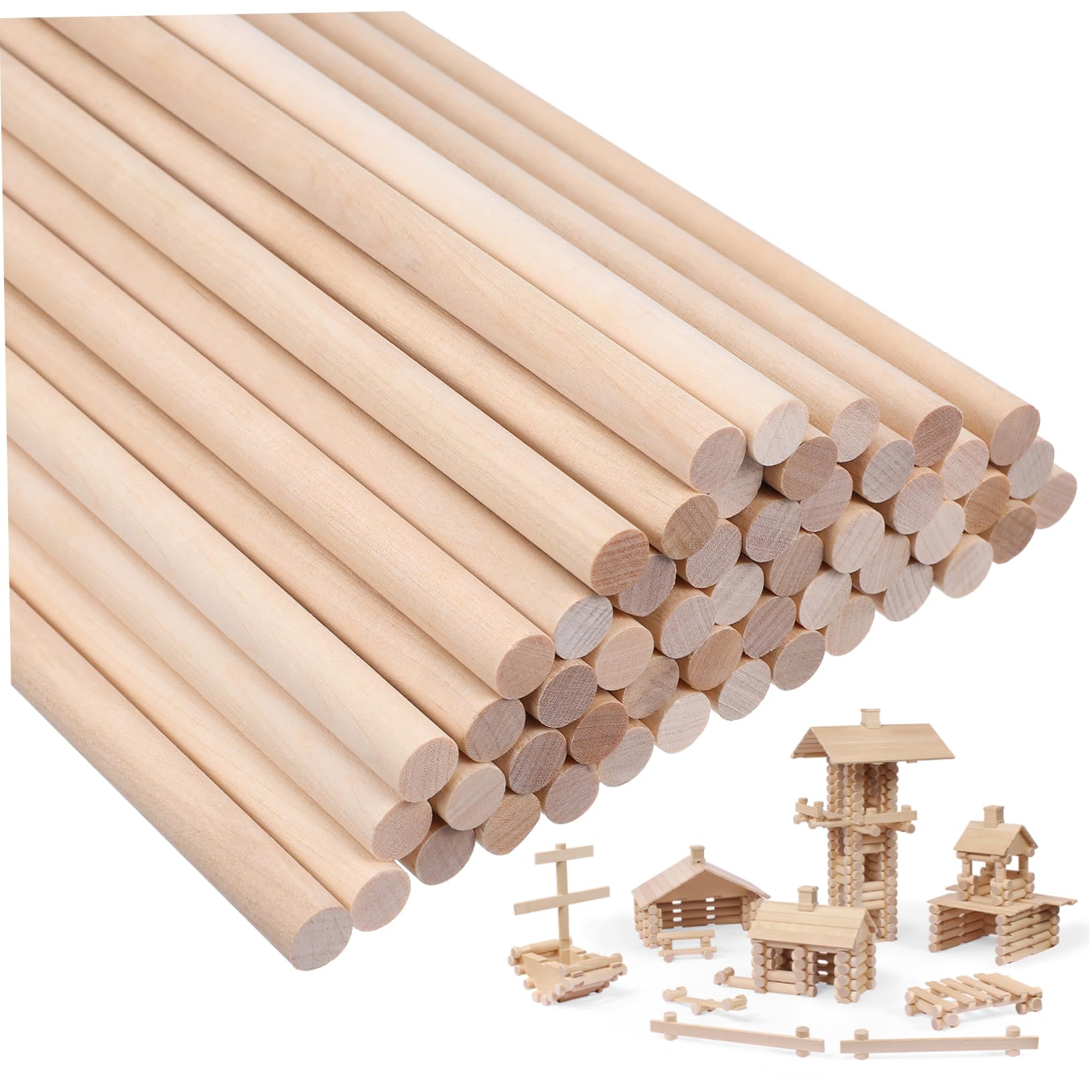 OSALADI Lot de 50 Bâtonnets de Bois en Bouleau, Lisses et Droits, pour Loisirs Créatifs et Décorations, Faciles à Travailler