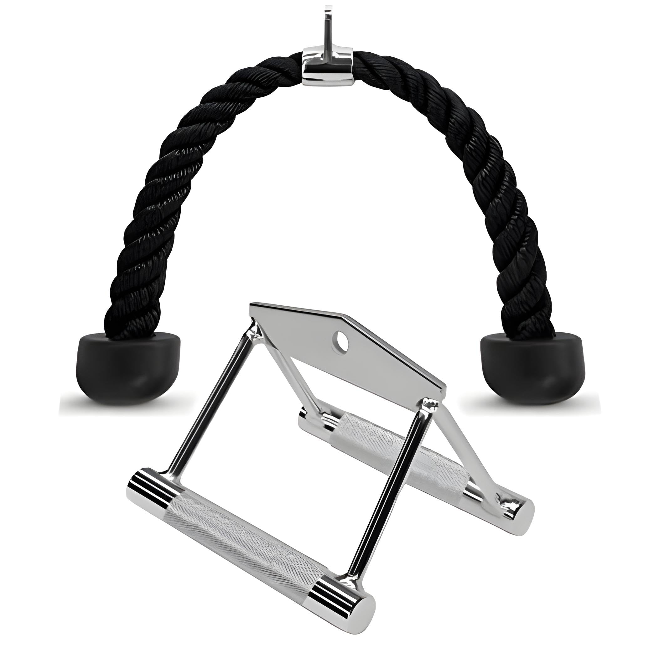 Zipzell™ Sports Combo Pack - Triceps Rope and Seated Rowing Handle, Gym Cable Attachment, Chrome Finish-image-27