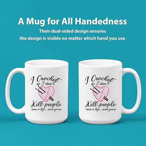 Miniatura 2 de Panvola Taza de cerámica con texto en inglés "I Crochet So I Don't Kill People", regalos de ganchillo para abuela, tía, madre, hermana, día
