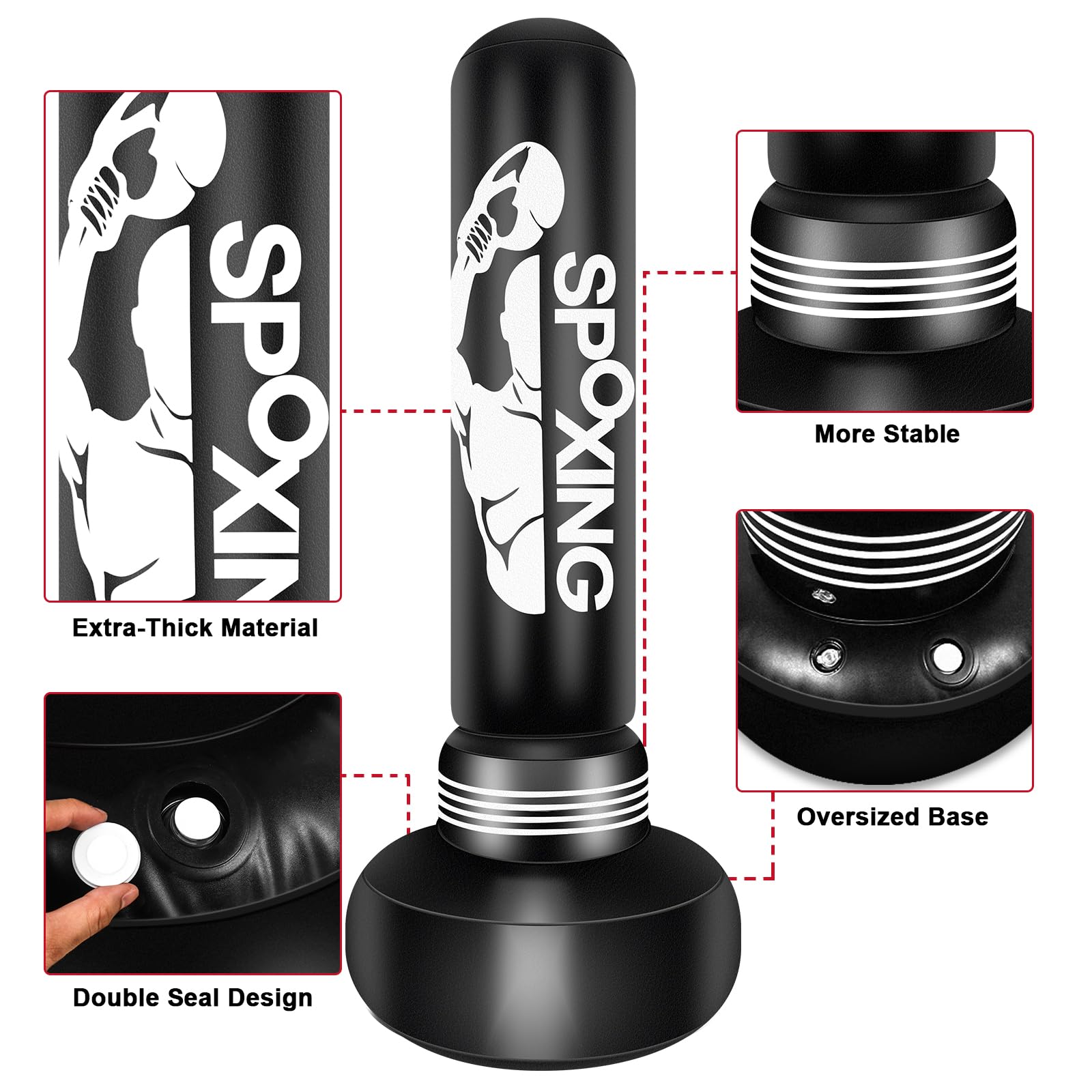 Heavy Punching Bags for Adults, 69" Freestanding Boxing Bag with Stand for Men Training MMA Muay Thai Fitness - Image 3