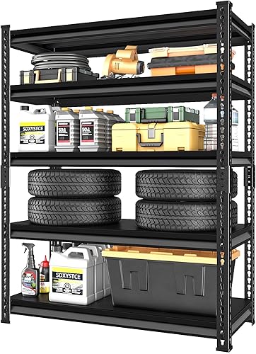 Miniatura 8 de Estantería de garaje de 40 pulgadas de ancho, estantes de almacenamiento de garaje de 880 libras, estantes de metal de 2 niveles y estantes de