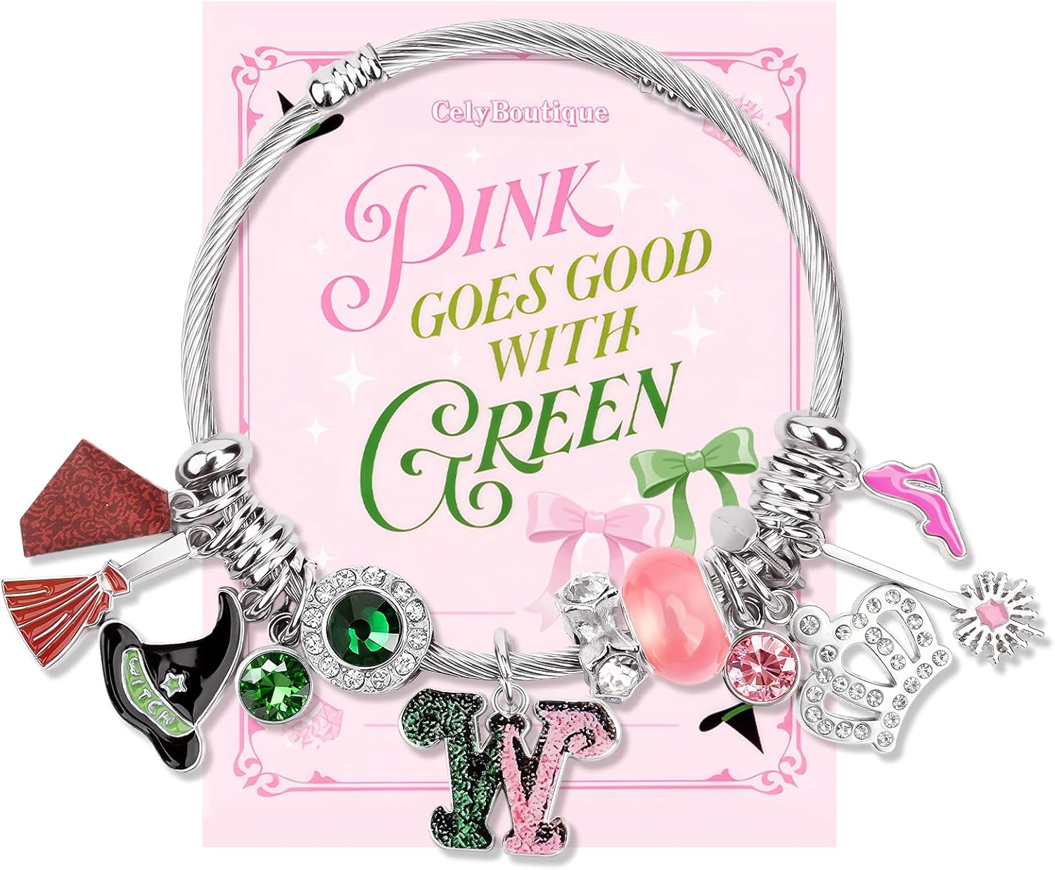 Witch Bracelet, Pink and Green Bracelet, Merch Witch Stuff Gift for Women Galentine's Day Gifts, Witch Jewelry Accessories for Fans