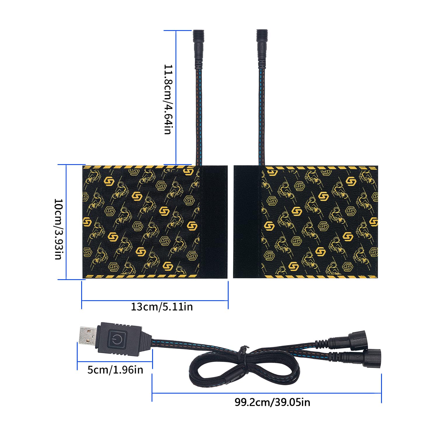 Ogrzewane uchwyty na kierownicę motocyklową USB 5 V z 6-stopniową regulacją temperatury i pamięcią, żółte podgrzewacze rąk z włókna aramidowego, z wodoodpornym przełącznikiem, mocowaniem