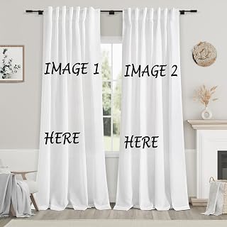 Personalized Window Curtain with Photo Text Image Custom Blackout Curtains for Living Room Bedroom Decor(Set of 2 Panels)