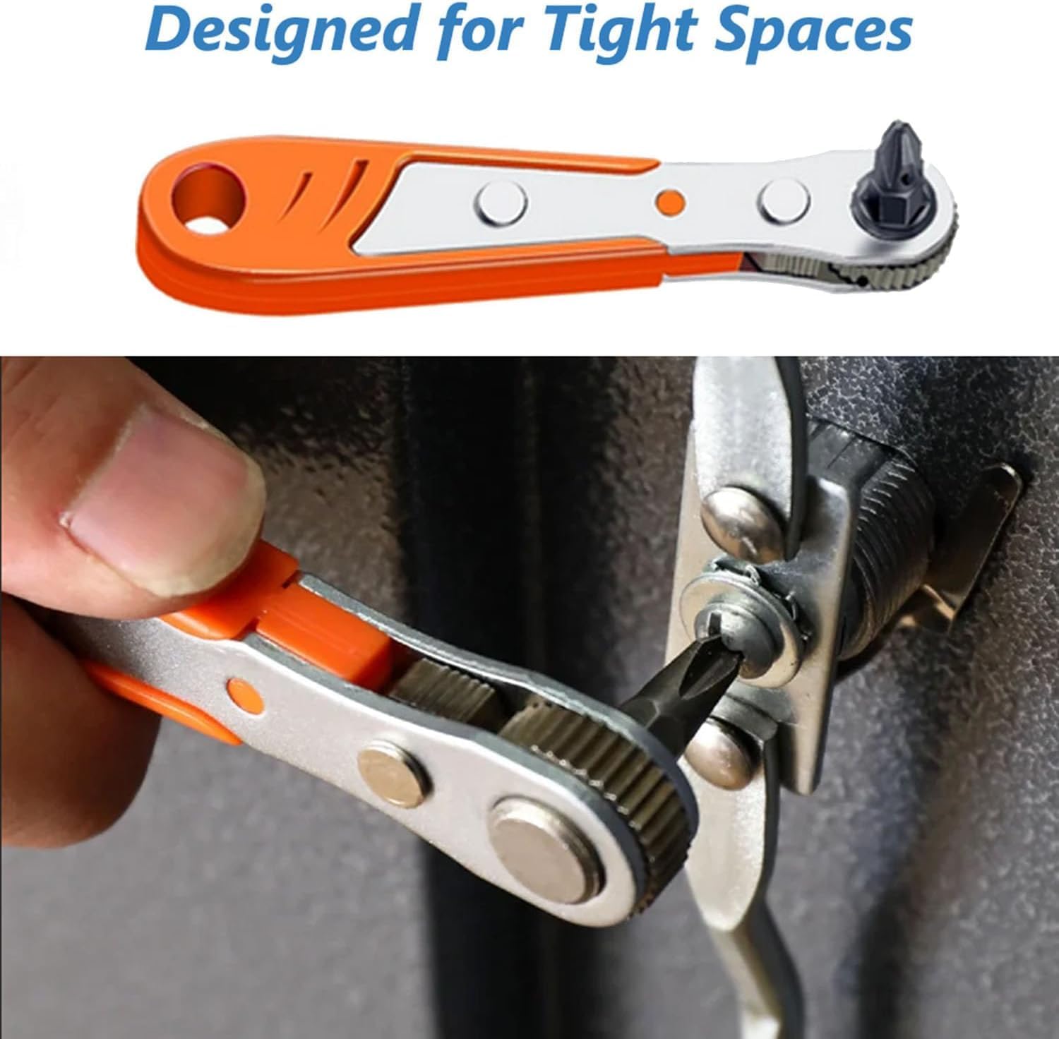 Mini Ratchet Wrench with 10Pcs Screwdriver Bits Set, Bestgle Right Angle Magnetic Screwdriver with 1/4 Inch Drive High Torque Offset Reversible Mini Ratcheting Offset Screwdriver Set, 2024315J