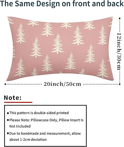 Miniatura 3 de Juego de 2 fundas de almohada lumbar rosa para árbol de Navidad, cojines rectangulares para sofá, vacaciones de invierno, decoración rústica de