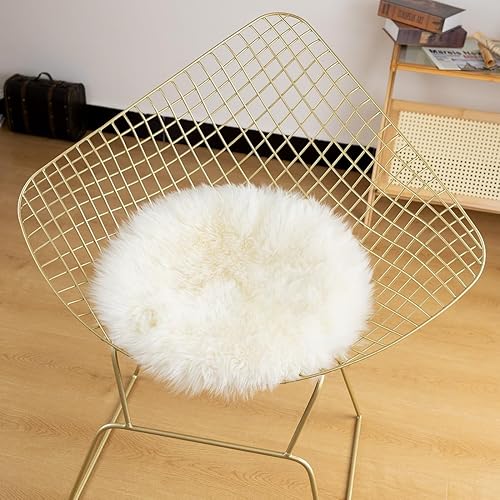 Miniatura 10 de LLB Cojín para silla de piel de oveja antideslizante, funda cuadrada para silla de piel auténtica, sedosa, de lana natural, alfombra suave para el