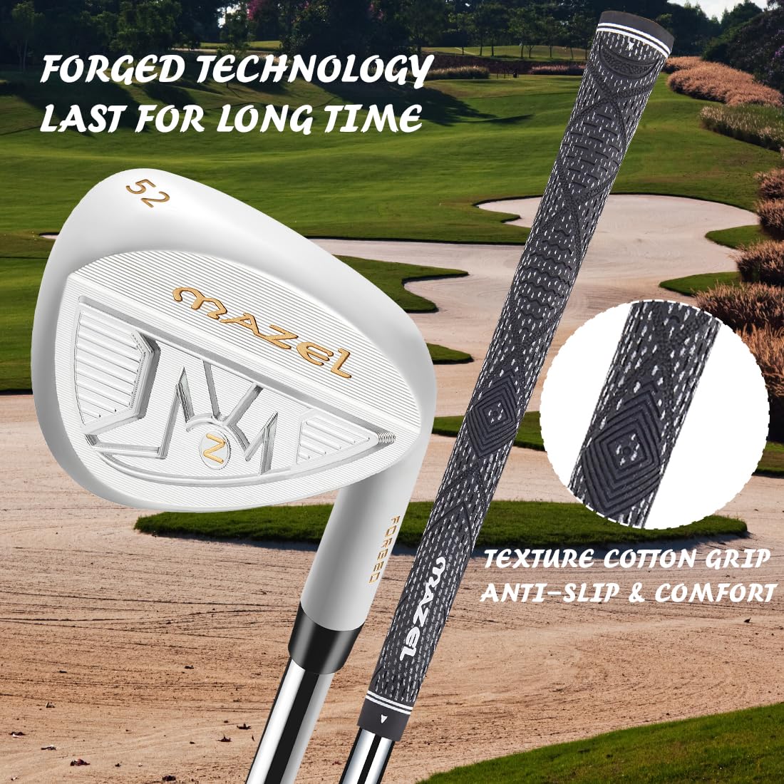 MAZEL Geschmiedete Golfkeile 52 56 60 Grad Sand Wedge Golfschläger für Herren Rechtshänder, Stahlschaft CNC gefräste Rillen für mehr Backspin