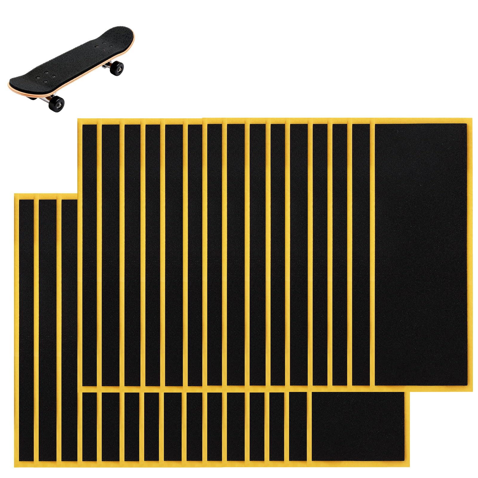 30szt PRO Taśma Chwytna Fingerboard, 110x38mm Piankowe Antypoślizgowe Paski Chwytne do Fingerboard Skateboards Mocne Samoprzylepne Naklejki Taśma Piankowa do Zabawek Palcowych (Czarny)