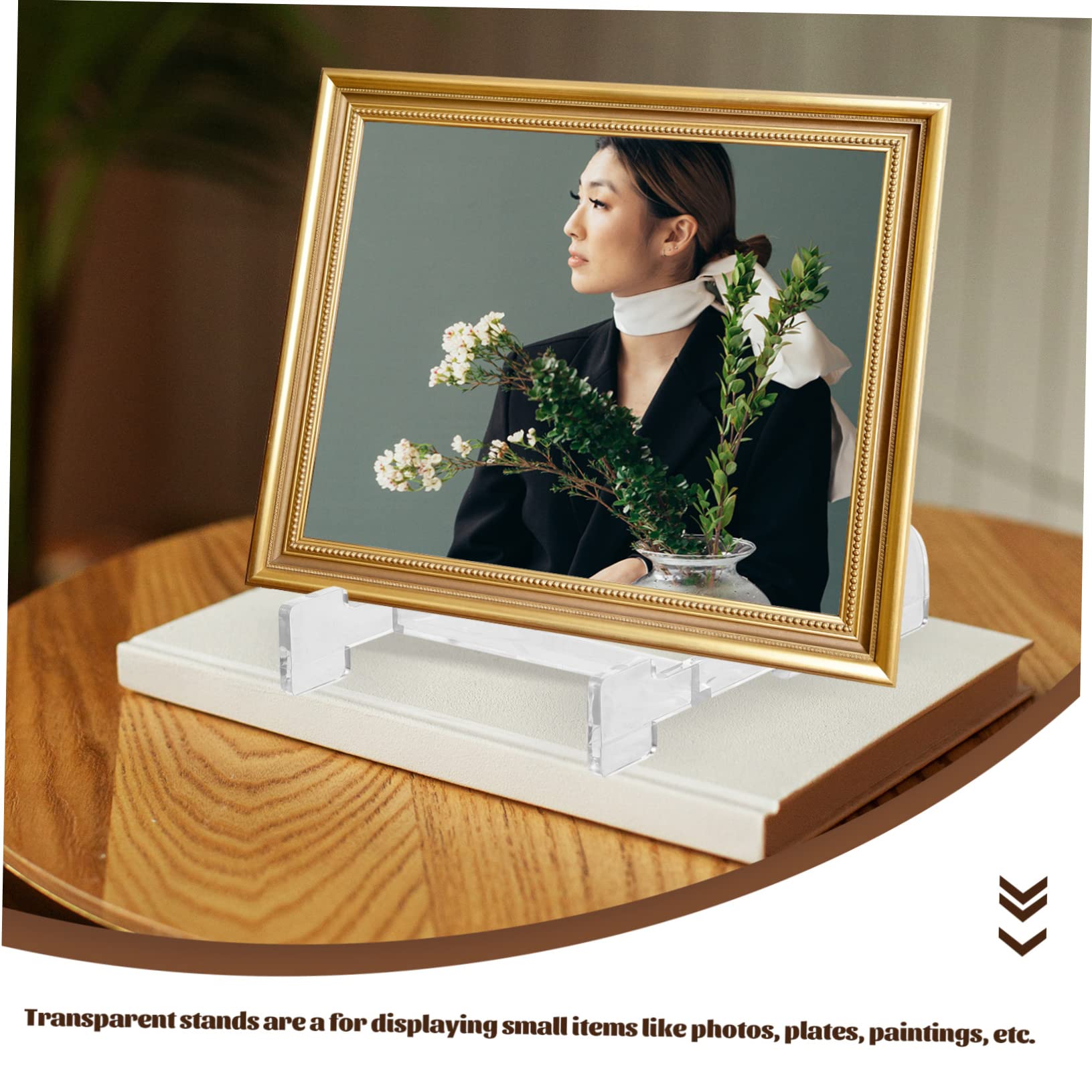 OSOLADY 5pcs Transparent Decorative Photo Stands Multi-function Plate Holders for Bedroom Living Room Business Stylish Display for Pictures Plates Items
