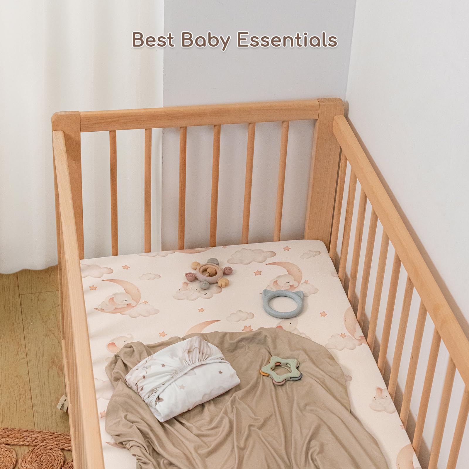 Yukkidds Next to Me Crib Sheets 83x50cm Fitted 3 Pack Baby Crib Sheets Ultra Soft&Breathable Microfiber Baby Cot Bedding Sheets Brown Balloon — view 6