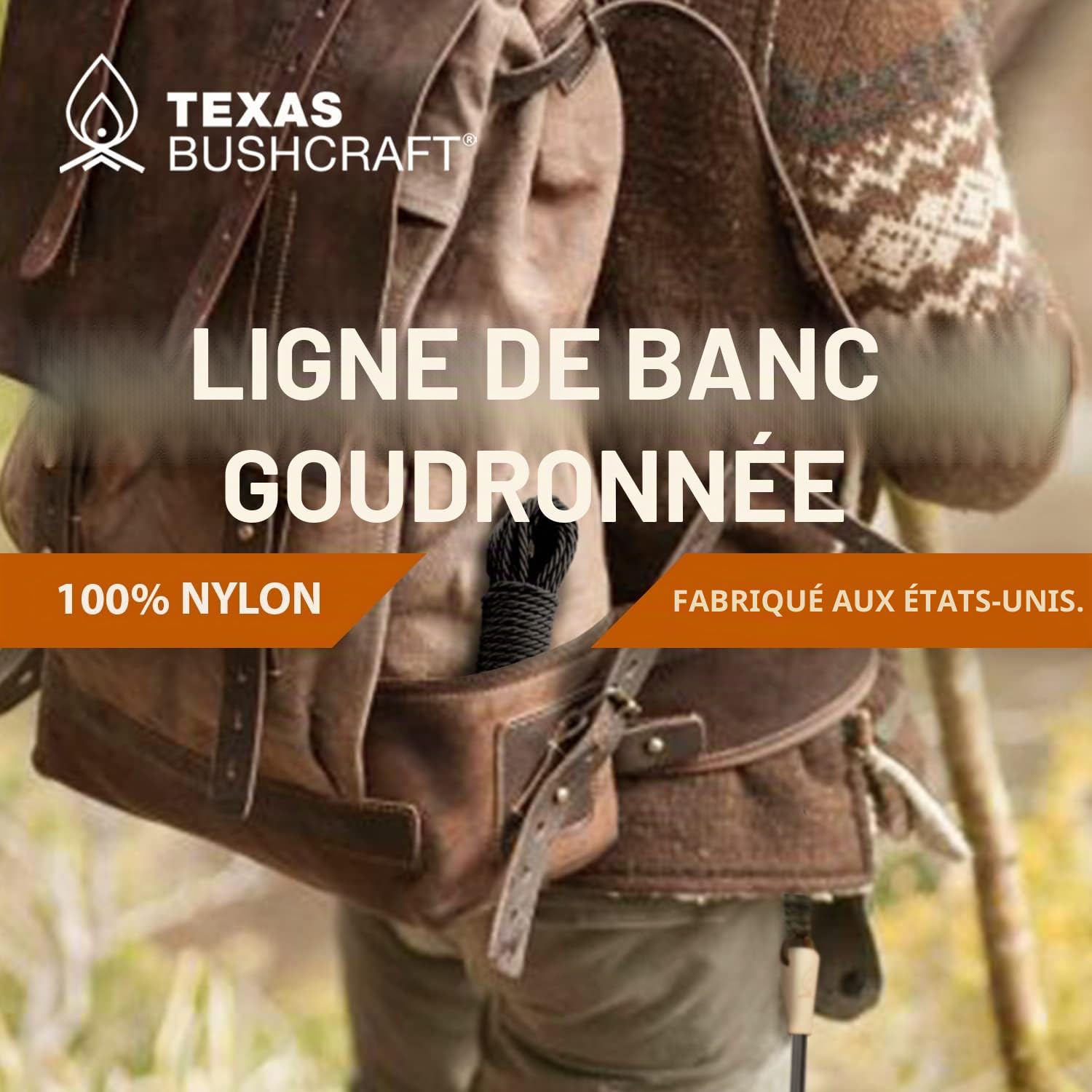 Texas Bushcraft Ficelle torsadée goudronnée en Nylon Noir #36 pour la pêche, Le Camping et la Survie en Plein air – Cordon de Ligne de Banque Solide et résistant aux intempéries pour trotline et Fil