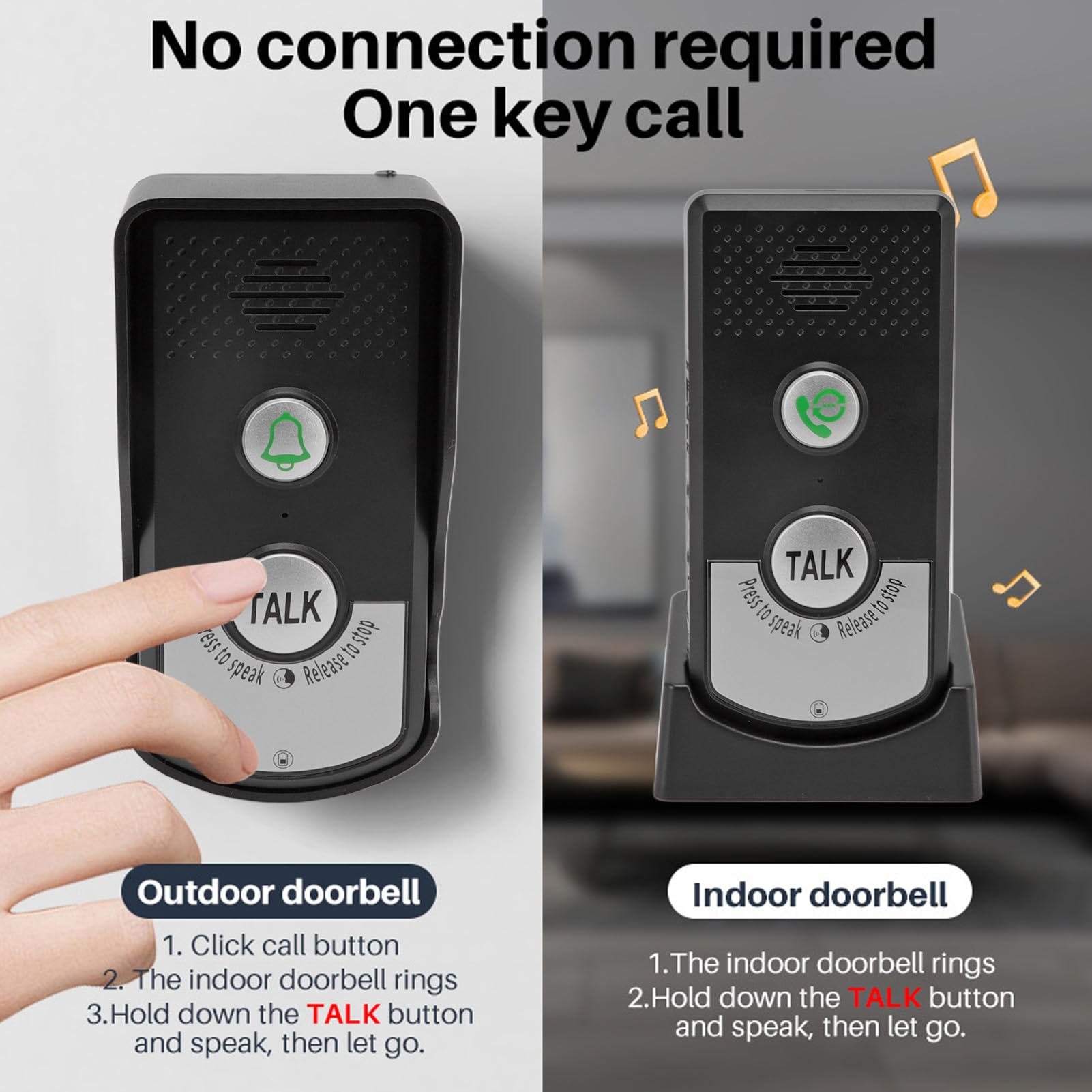 Timbre de Intercomunicador De Voz Para Casa de Voz a Prueba de Agua 1000m Timbre de Conversación Bidireccional Llamada Inalámbrica Timbre de Exterior Timbre de Casa Kit