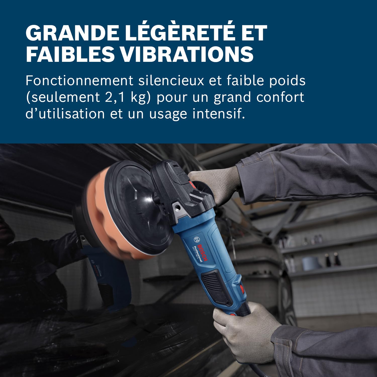 Bosch Professional polisseuse rotative GPO 11-180 S (avec 1 plateau support 180 mm, 1 pad éponge de polissage 180 mm, 1 poignée auxiliaire)